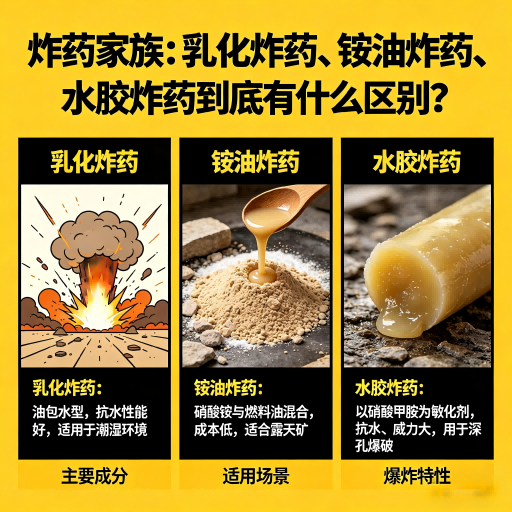 阳泉炸药家族：乳化炸药、铵油炸药、水胶炸药到底有什么区别？